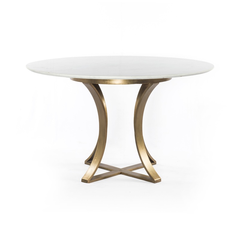 Gage Dining Table 48″- Polished White Marble