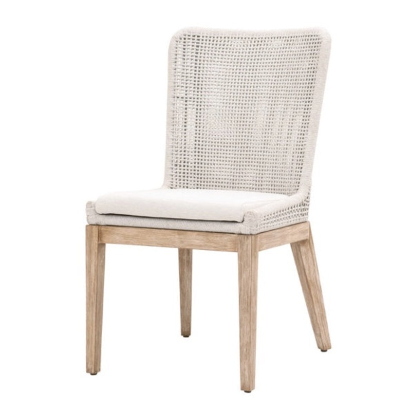 Mesh Dining Chair – White Speckle Flat Rope