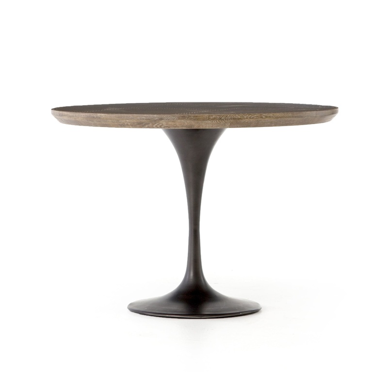 Powell Dining Table 42″ – Bright Brass Clad