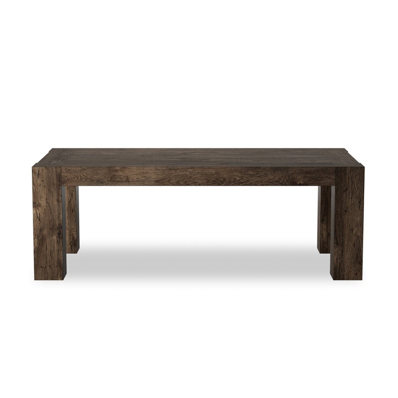 Abaso Dining Table 86″ – Ebony Rustic Wormwood Oak