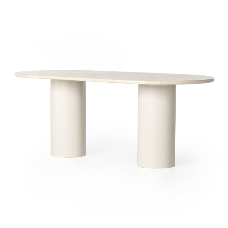 Belle Oval Dining Table-Cream Marble
