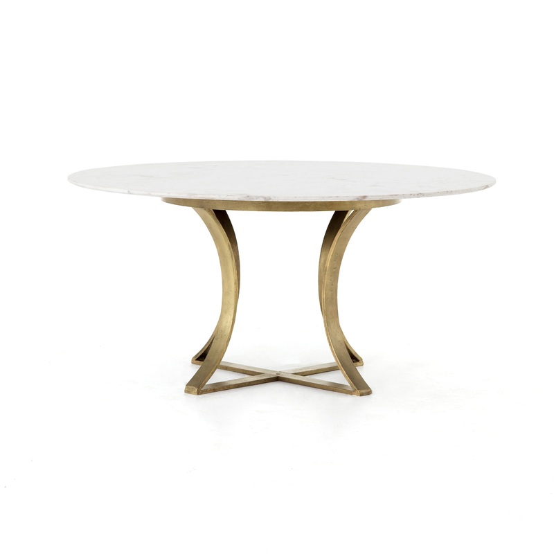 Gage Dining Table 60″-Polished White Marble