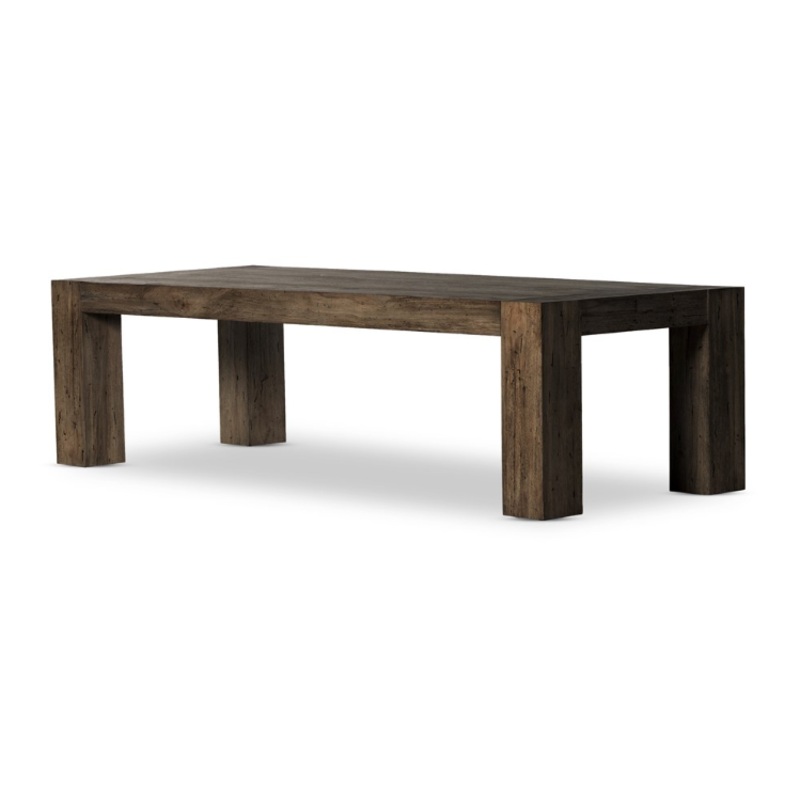 Abaso Dining Table – 108″ – Ebony Rustic Wormwood Oak