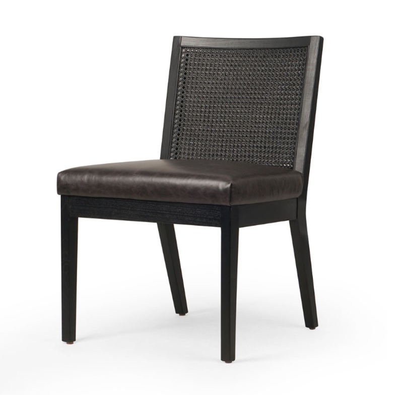 Antonia Cane Armless Dining Chair-Ebony Sonoma Black