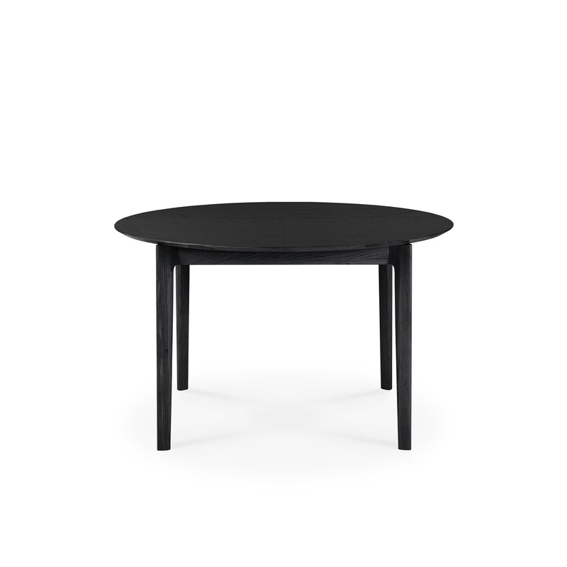 Bok Round Extendable Dining Table,51/70.5″ – Oak Black