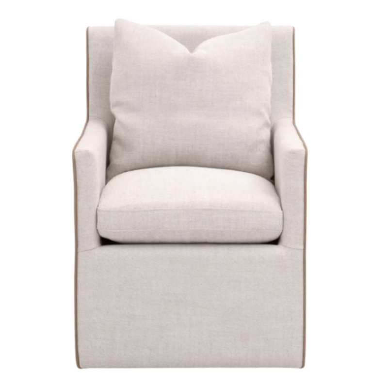 HARMONY ARM CHAIR WITH CASTERS – Bisque French Linen