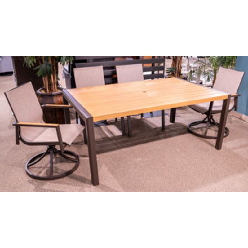 Carmel Highlands – Dark Brown – Rectangular Dining Table With Umbrella Option