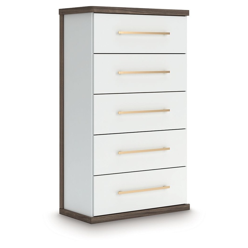 Kendanport – Brown / White – Five Drawer Chest