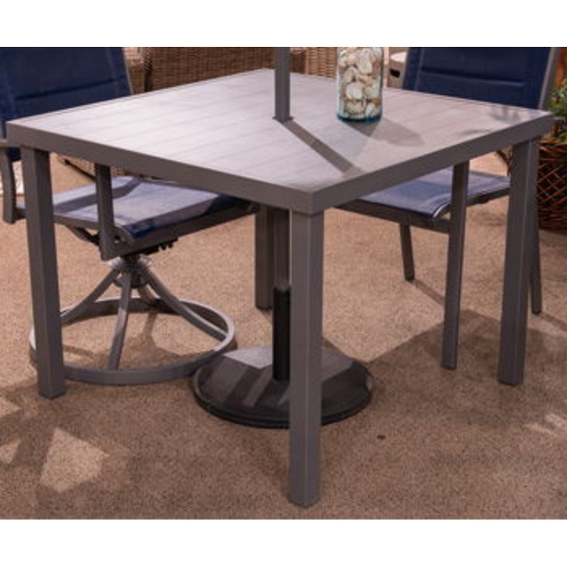 Rocky Creek – Gray – Square Dining Table With Umbrella Option