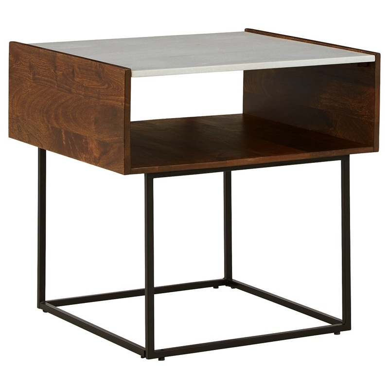 Rusitori – Brown / Beige / White – Rectangular End Table