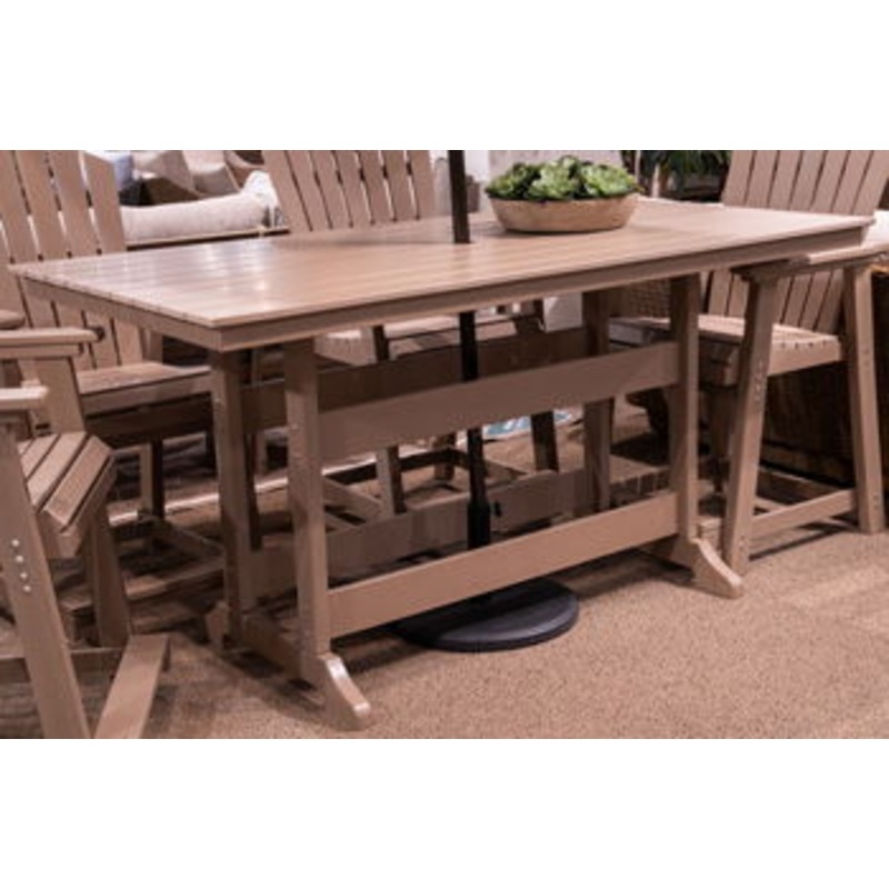 Seacliff Beach – Medium Brown – Rectangular Counter Height Dining Table With Umbrella Option