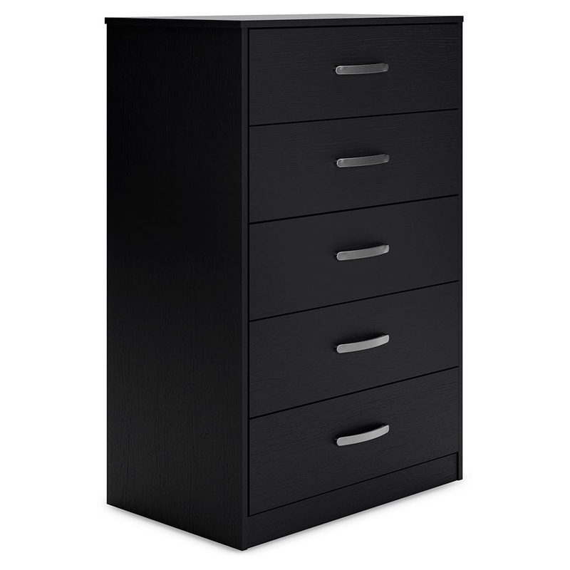 Finch – Black – Five Drawer Chest – 46″ Height
