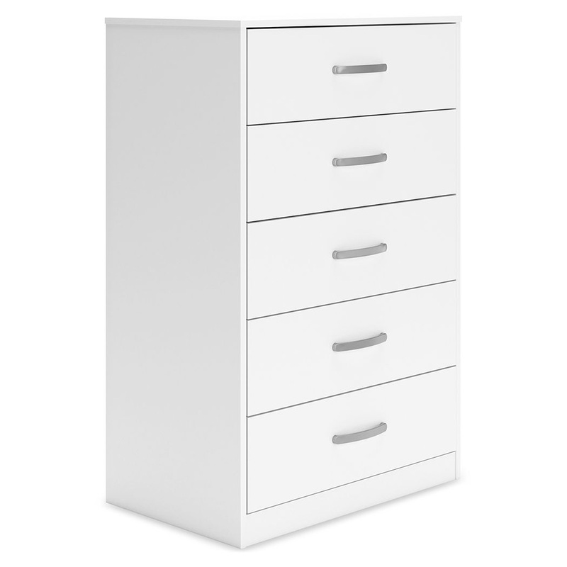Flannia – White – Five Drawer Chest – 46″ Height