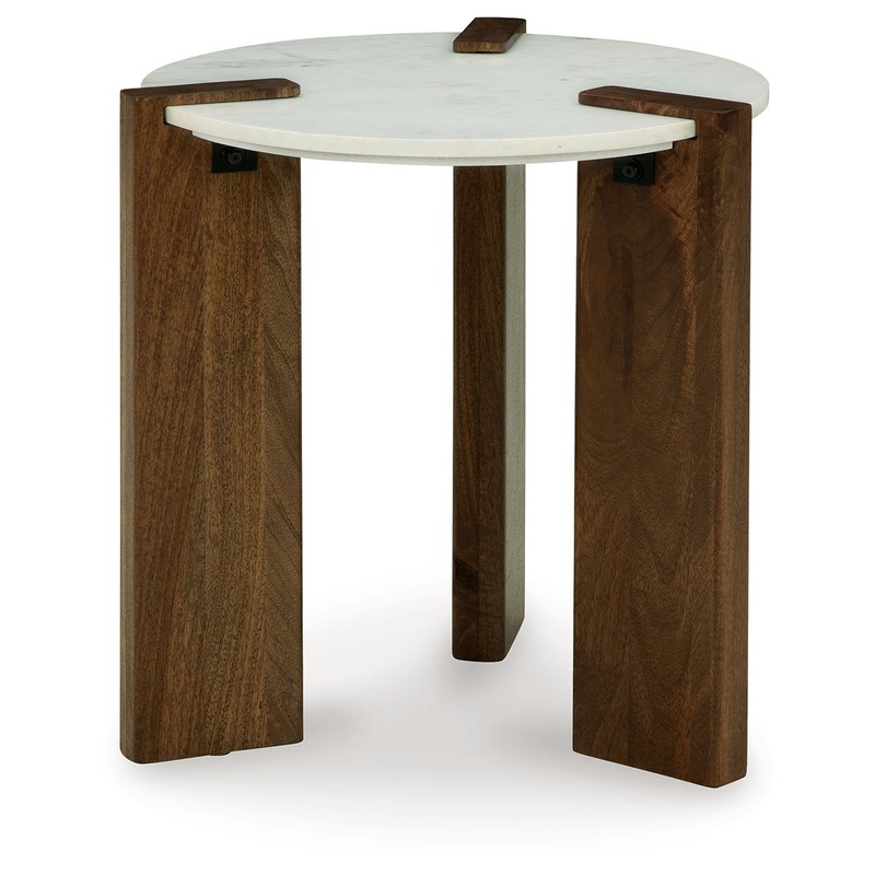 Isanti – White / Brown – Round End Table