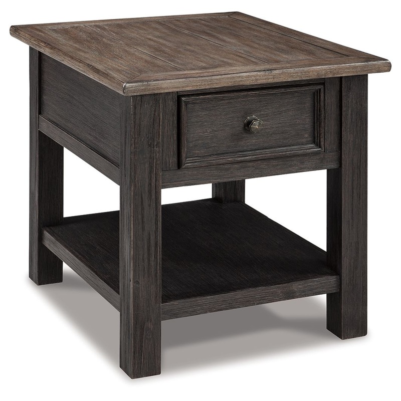 Tyler Creek – Grayish Brown / Black – Rectangular End Table
