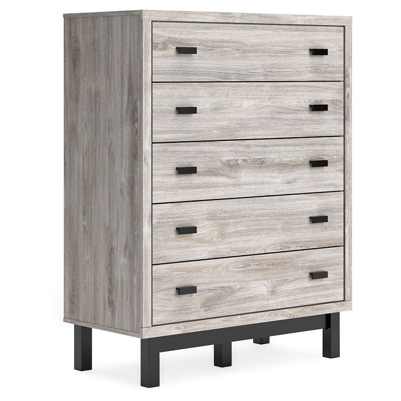 Vessalli – Black / Gray – Five Drawer Wide Chest
