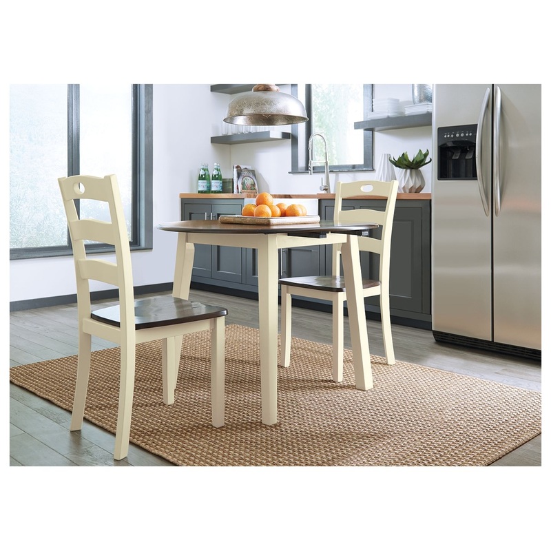 Woodanville – Cream / Brown – Round DRM Drop Leaf Table