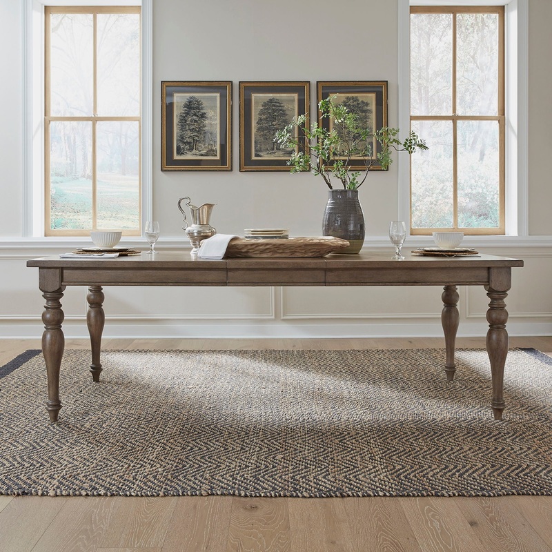 Americana Farmhouse – Wood Rectangular Leg Table – Light Brown