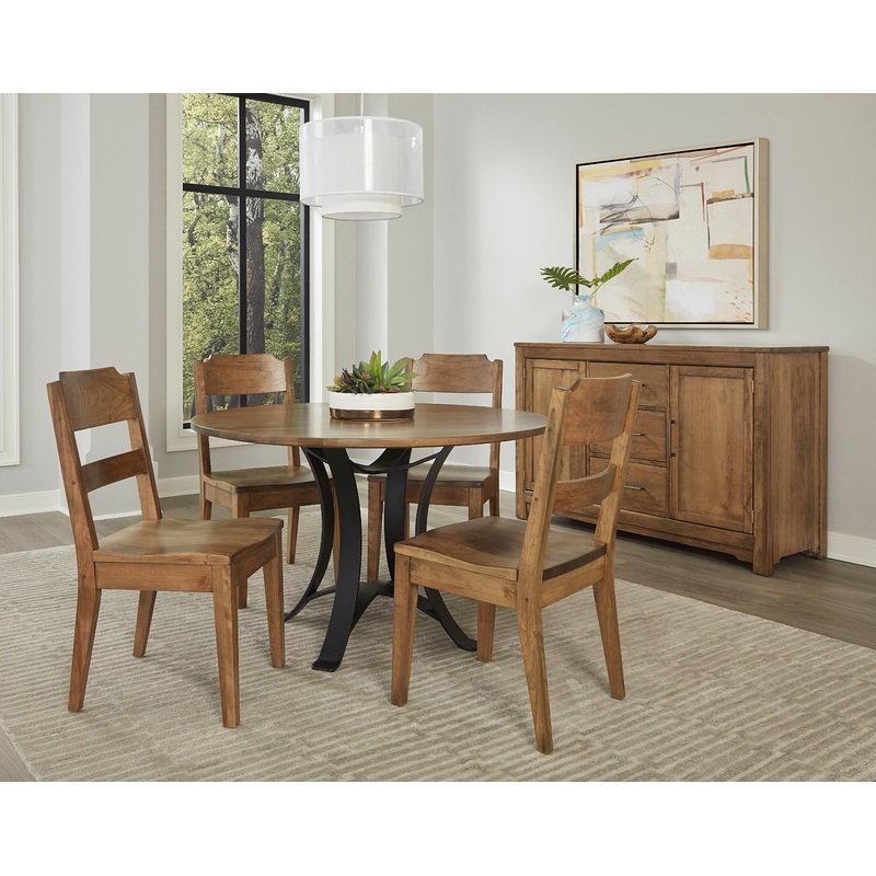 Crafted Cherry – Dining Table With Metal Pedestal