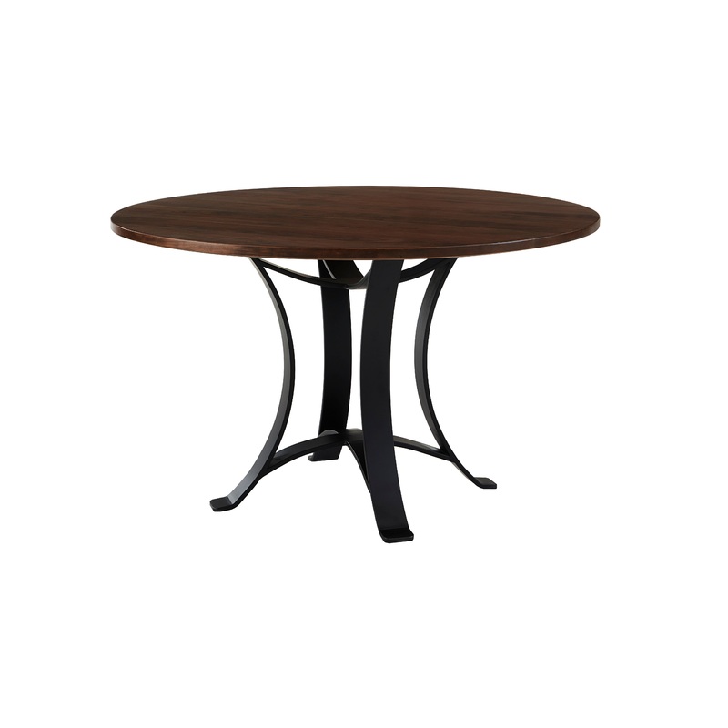 Crafted Cherry – Round Dining Table With Metal Pedestal