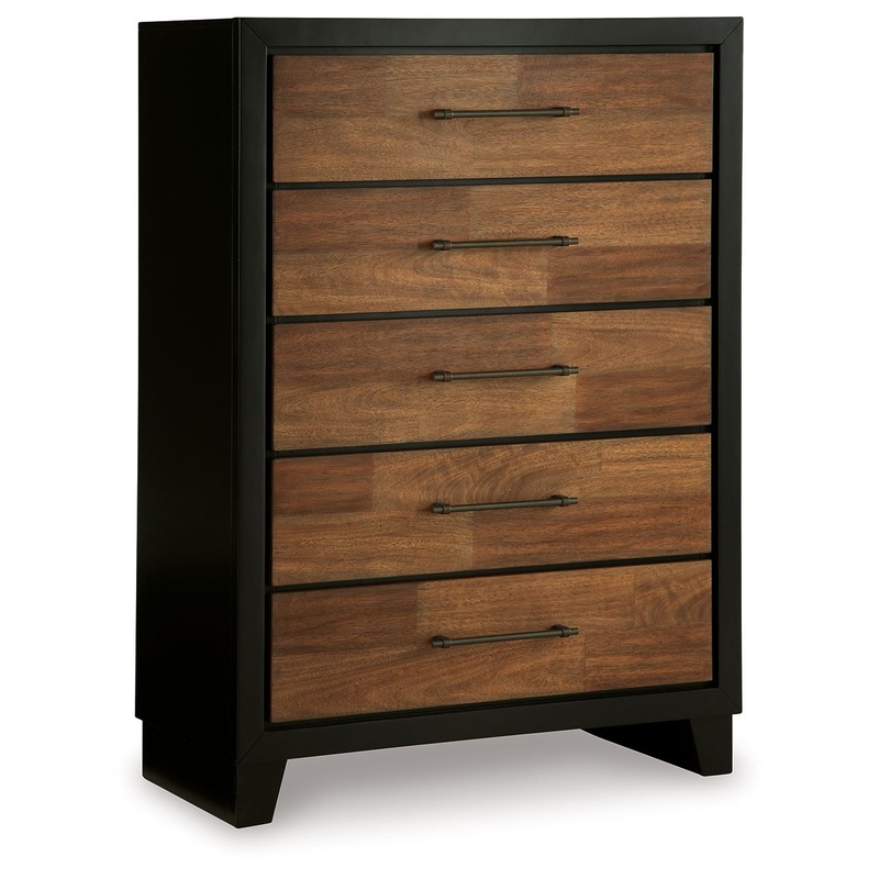 Kraeburn – Brown / Black – Five Drawer Chest