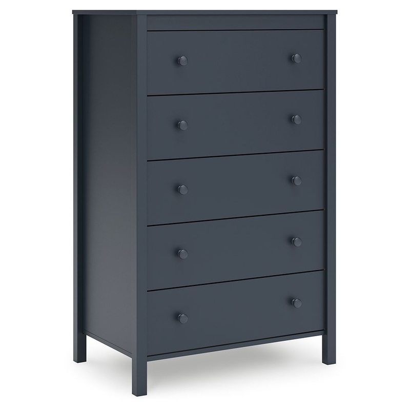 Simmenfort – Navy Blue – Five Drawer Chest