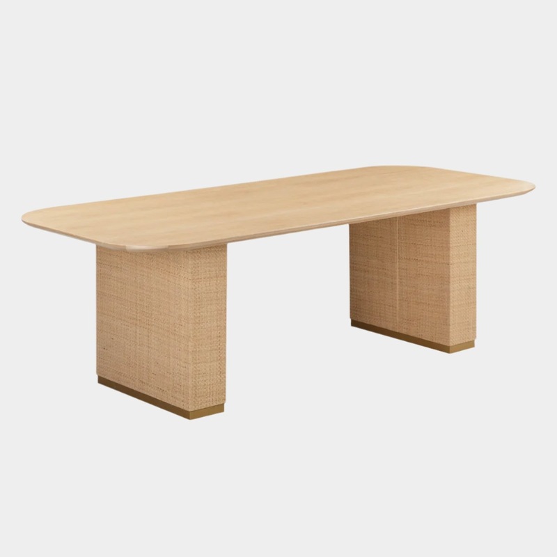 Akiba Natural Ash & Rattan 96″ Rectangular Dining Table