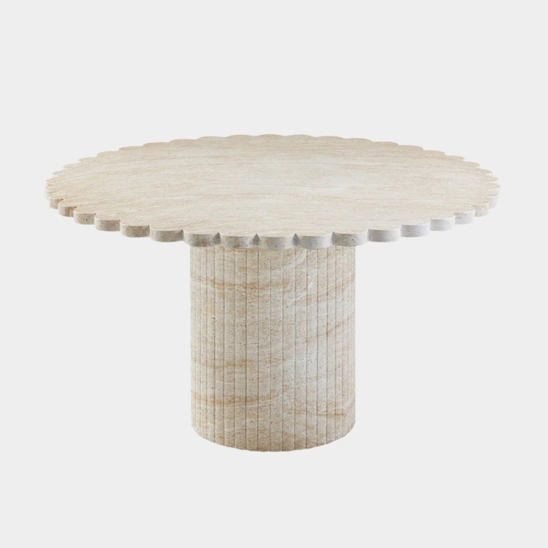 Blossom Washed Travertine Finish Indoor / Outdoor 54″ Round Dining Table