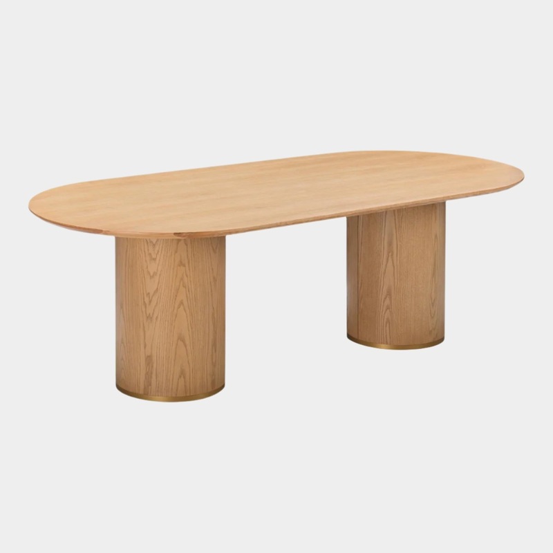 Brandy Natural Ash Wood 95″ Oval Dining Table