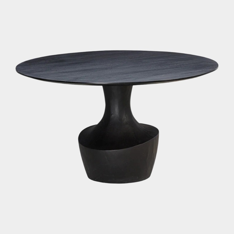 Gevra Black Acacia & Faux Plaster 54″ Round Dining Table