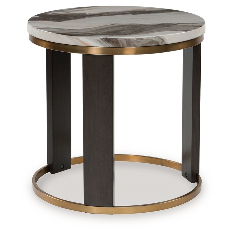 Jazmore – Brown / Brass Finish – Round End Table