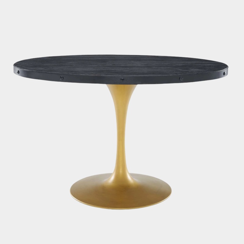 Drive 47″ Oval Wood Top Dining Table in Black Gold
