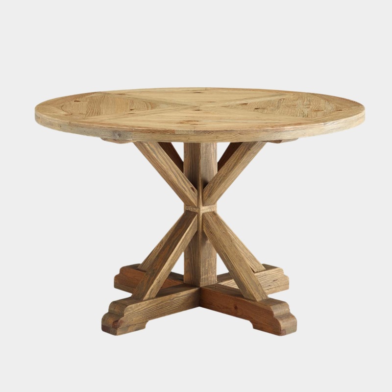 Stitch 47″ Round Pine Wood Dining Table in Brown