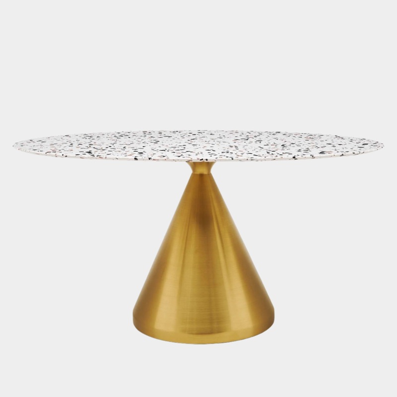 Tupelo 60″ Oval Terrazzo Dining Table in Gold White