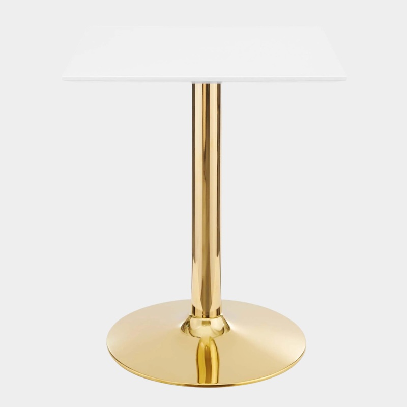 Verne 24″ Square Dining Table in Gold White