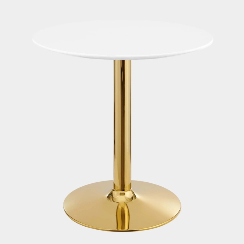Verne 28″ Dining Table in Gold White