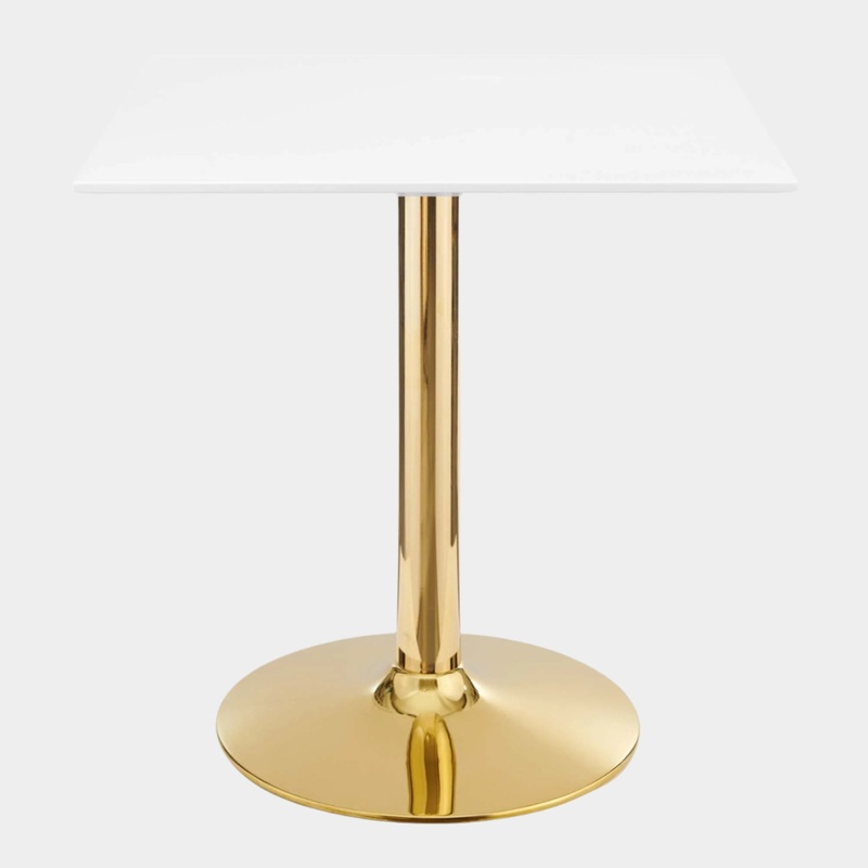 Verne 28″ Square Dining Table in Gold White