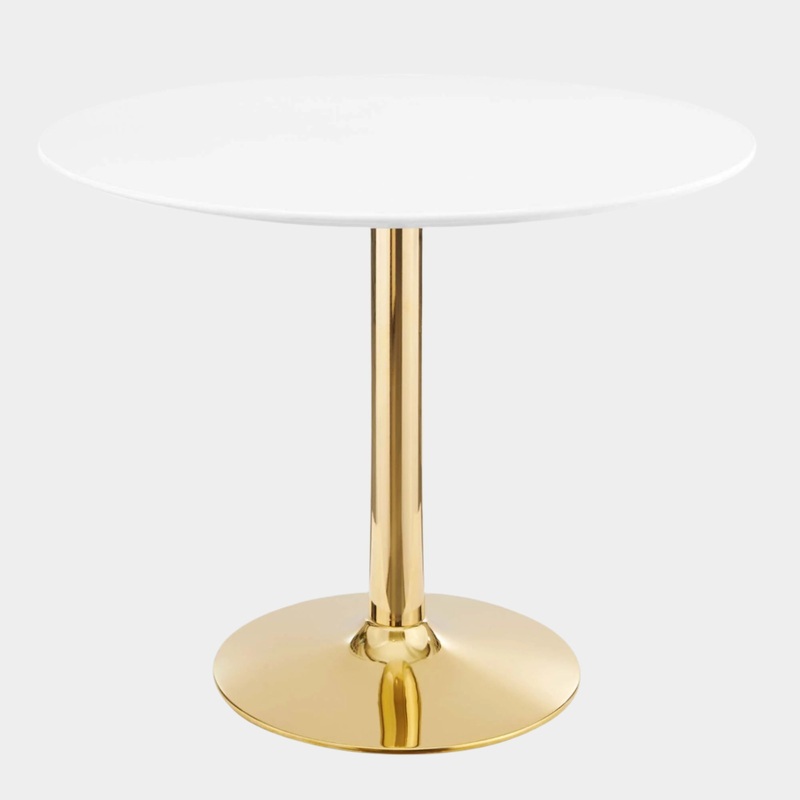 Verne 35″ Dining Table in Gold White