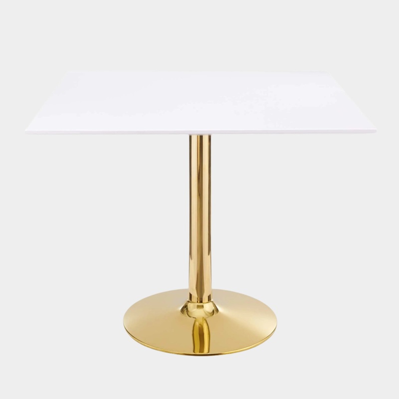 Verne 35″ Square Dining Table in Gold White