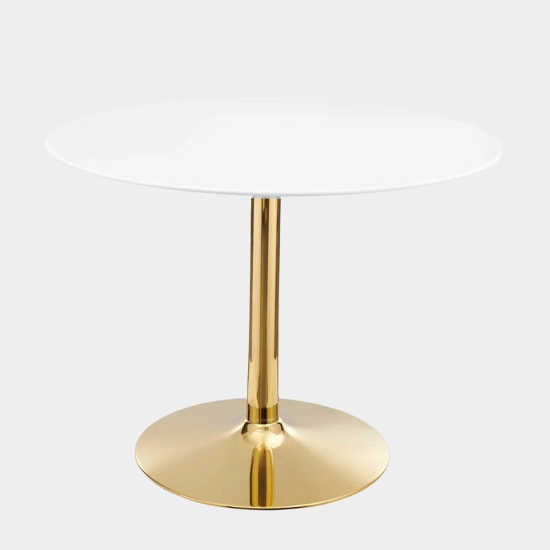 Verne 40″ Dining Table in Gold White