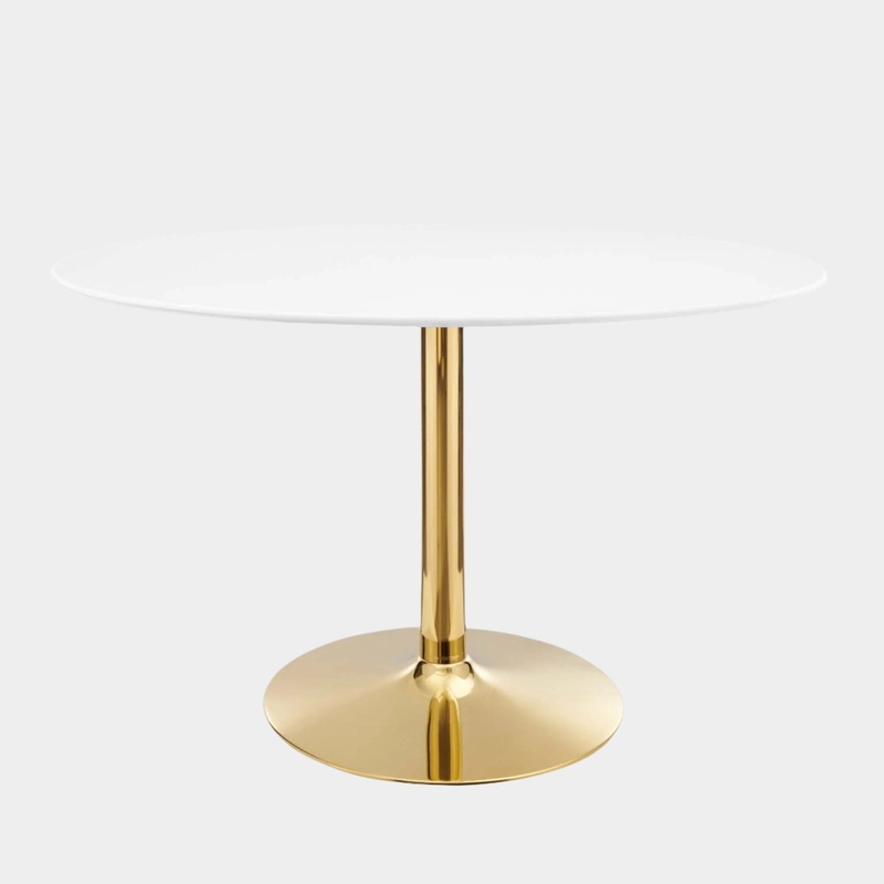 Verne 48″ Oval Dining Table in Gold White