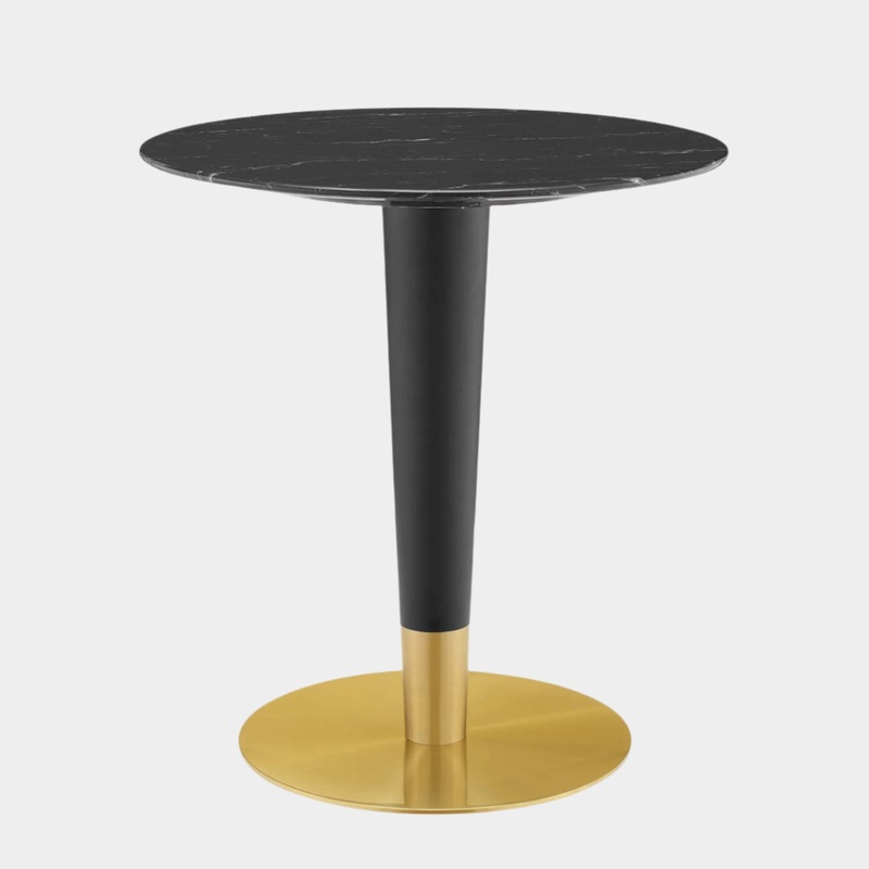 Zinque 28″ Artificial Marble Dining Table in Gold Black