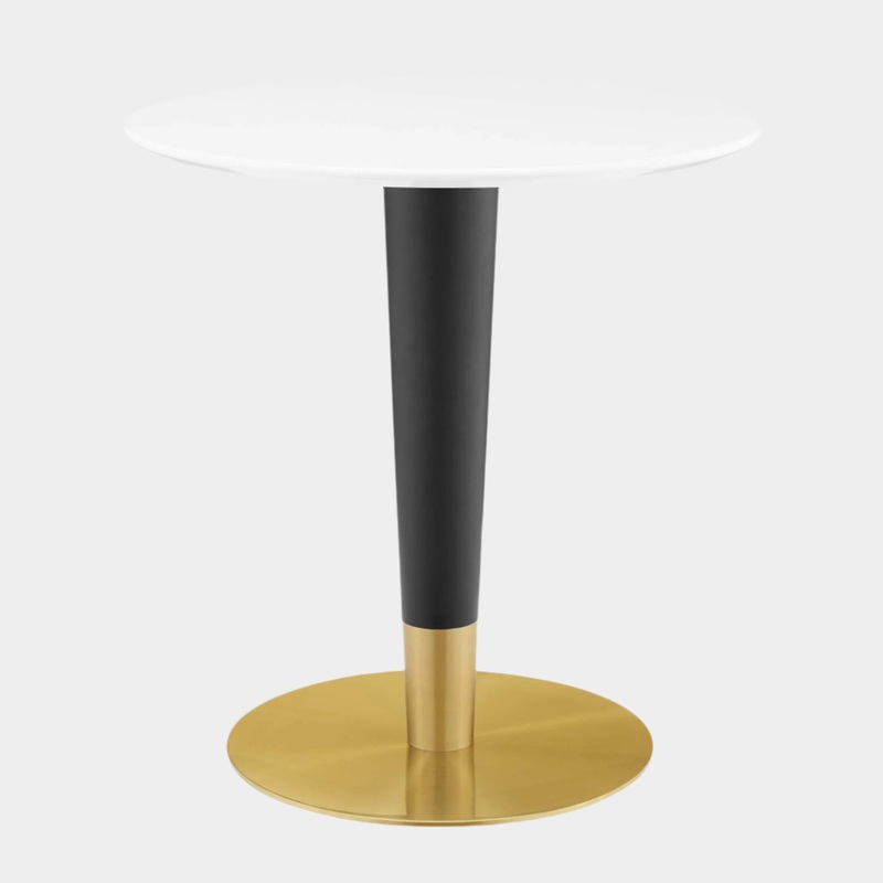 Zinque 28″ Dining Table in Gold White