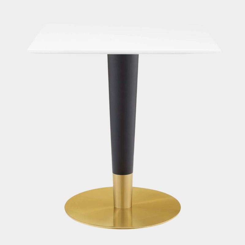 Zinque 28″ Square Dining Table in Gold White