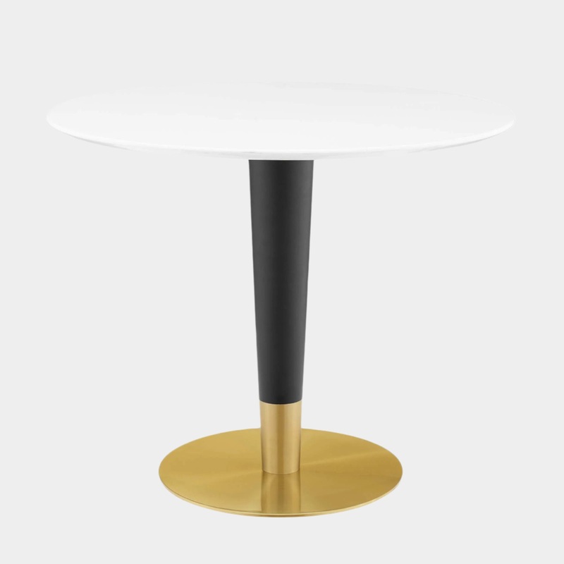 Zinque 36″ Dining Table in Gold White
