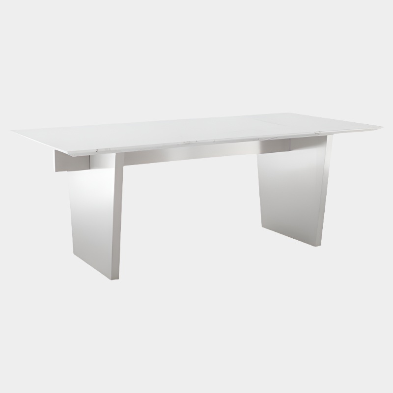 Aiden Dining Table (White Marble Top W/ Brushed Stainless Legs)