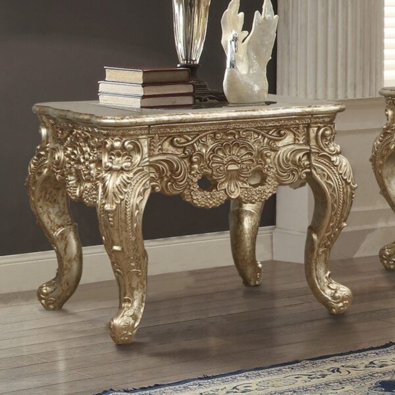 HD-998G – End Table – Gold With Rust Highlights