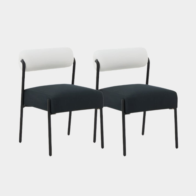 Jolene Cream and Black Performance Linen Dining Chair – Set of 2