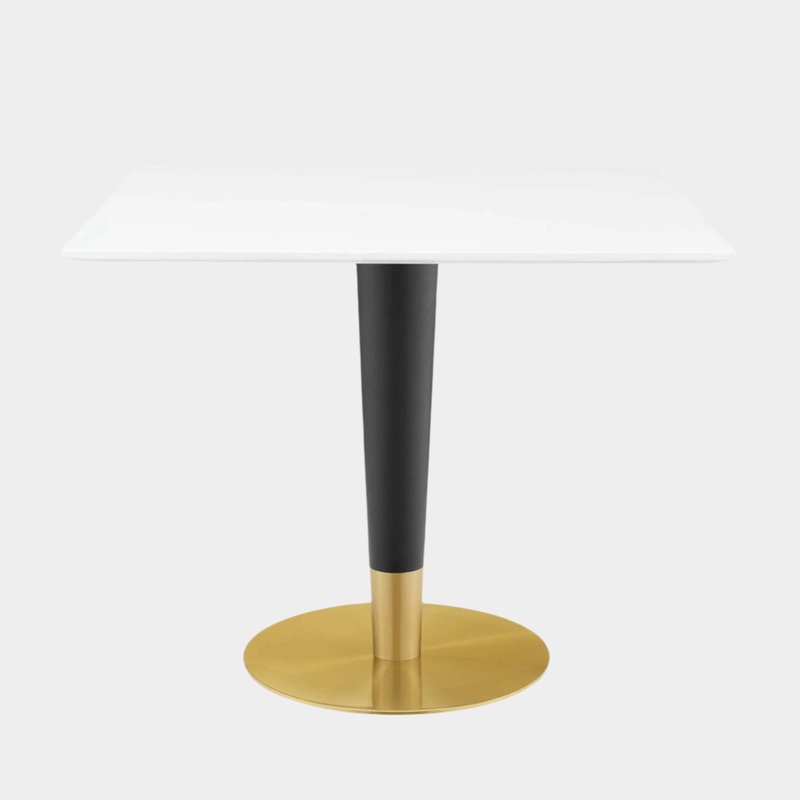 Zinque 36″ Square Dining Table in Gold White