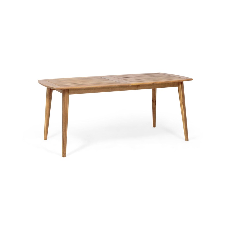 Placidity – Outdoor Expandable Dining Table With Slatted Tabletop And Tapered Legs